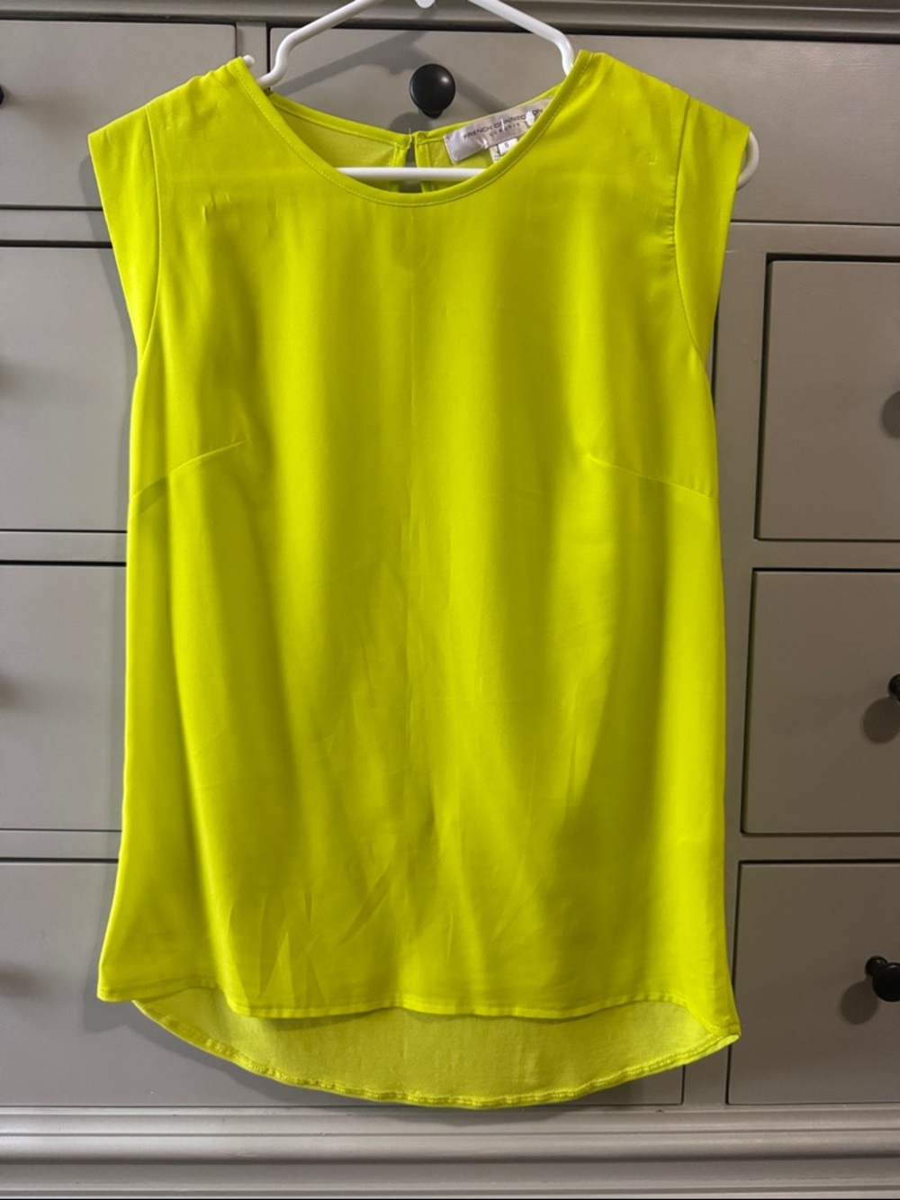French Connection Neon Chartreuse Sleeveless Blouse